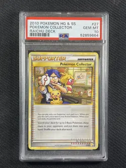 Pokemon Card PSA 10 Pokemon Collector Raichu Deck POP 1 HG & SS 2010 27/30 - Image 1