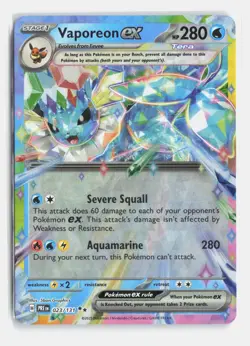 Vaporeon ex 023/131 Holo Double Rare Prismatic Evolutions Near Mint - Image 1