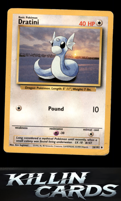 Dratini 026/102 Pokemon Uncommon Base Set Card MP - Image 1