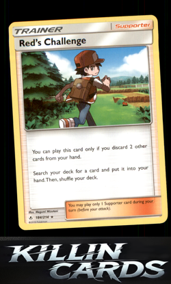 Red's Challenge 184/214 Pokemon Holo Rare SM - Unbroken Bonds Card NM - Image 1