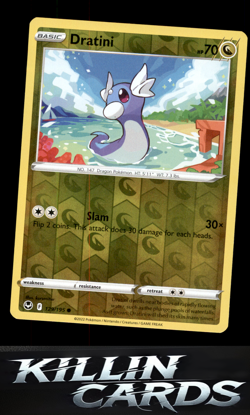 Reverse Holofoil Dratini 129/195 Pokemon Common SWSH12: Silver Tempest Card NM - Image 1