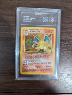 Pokemon TCG Base Set Charizard Holographic 4/102 – TAG 3 VG (Very Good) - Image 1