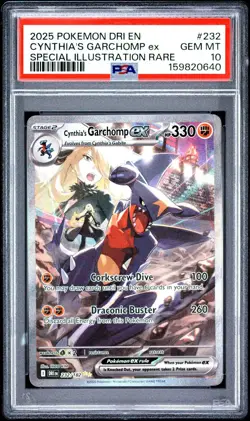 Pokemon TCG Cynthia's Garchomp EX Card 232/182 Sir Destined Rivals PSA 10 Gem 💎 - Image 1