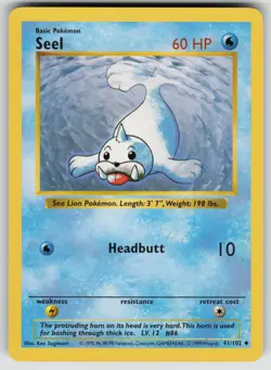 Seel 41/102 Uncommon Base Set Shadowless Pokemon Near Mint - Image 1