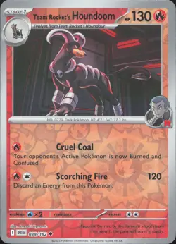 Team Rocket's Houndoom 038/182 Uncommon Destined Rivals Pokemon Reverse Holo NM - Image 1