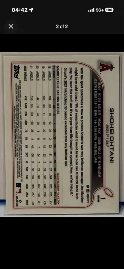 Topps 2022 Chrome Prism Refractor Shohei Ohtani #1 Los Angeles Angels - Image 2