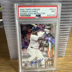 2020 Topps Chrome Refractor Yordan Alvarez Astros RC Rookie AUTO 288/499 PSA 9 - Image 1