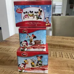 Dept 56 Disney LOT of 3 Mickey Snow Fun Christmas - Image 1
