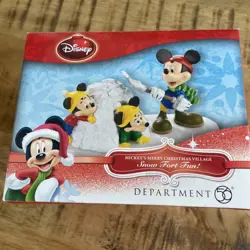 Dept 56 Disney LOT of 3 Mickey Snow Fun Christmas - Image 2