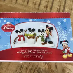 Dept 56 Disney LOT of 3 Mickey Snow Fun Christmas - Image 3