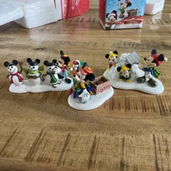 Dept 56 Disney LOT of 3 Mickey Snow Fun Christmas - Image 5