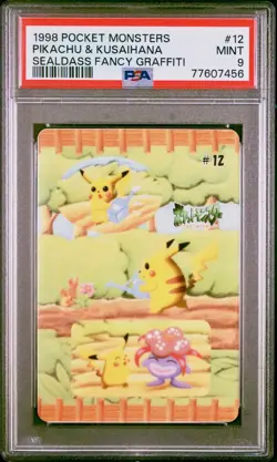 PSA 9 - Pikachu and Gloom (Kusaihana) #12 Sealdass Fancy Graffiti 1998 Pocket Mo - Image 1