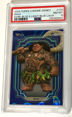 2024 Topps Chrome Disney Dark Blue Lava Refractor Card 58/75 Maui #170 PSA 8 - Image 3