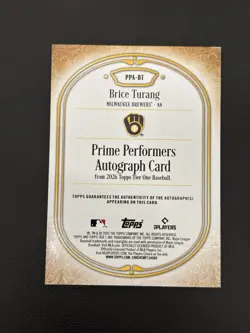 2026 Topps Tier One Brice Turang /199 Prime Performers On Card Auto - Image 2