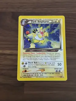 Pokemon Card Neo Destiny Dark Ampharos 1/105 Unlimited Holo Rare - Image 1