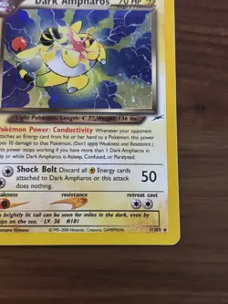Pokemon Card Neo Destiny Dark Ampharos 1/105 Unlimited Holo Rare - Image 5