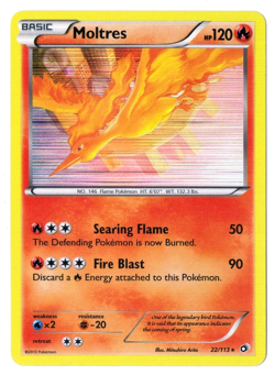 Authentic 2013 Pokemon TCG Moltres 22/113 B&W Legendary Treasures Holo Card - Image 1