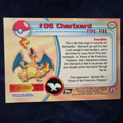 **PACK FRESH!!**Pokemon Card Charizard #06 Topps Series 1st Ed BLUE TOPPS LOGO - Image 2