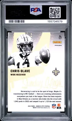 2024 Panini Donruss Optic Sunday Kings #17 Chris Olave Silver Prizm PSA 9 Mint - Image 2