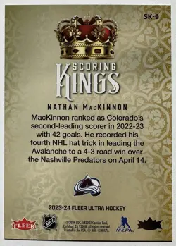 2023-24 Upper Deck Fleer Ultra Scoring Kings Nathan MacKinnon #SK-9 Avalanche - Image 2