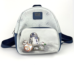 Star Wars Loungefly BB-8 R2-D2 D-O Backpack Blue Gray Mini Disney GUC - Image 1