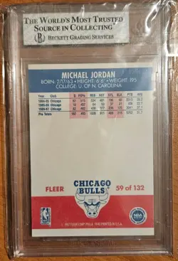 📈🔥 1987-88 Fleer Michael Jordan BGS 8 - Excellent 9.5/9.5/9/7.5 Subs #59🏀🔥📈 - Image 2