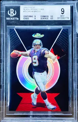 DREW BREES 2005 TOPPS FINEST BLACK REFRACTOR CHARGERS #70 /99 BGS 9 - Image 1