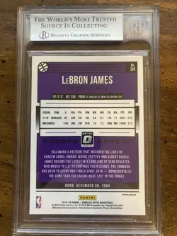 2018-19 Donruss Optic LeBron James Holo Prizm #94 Los Angeles Lakers BGS 9 MINT - Image 2