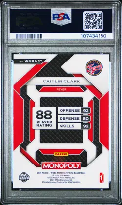 2024 Panini Prizm Monopoly #27 Caitlin Clark Insert Rookie PSA 9 - Image 2