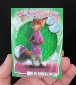 2026 Topps Chrome Disney Zootopia Nick Wilde Card 67 #33/99 Green Wave Refractor - Image 2