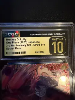 2025 ONE PIECE JAPANESE #OP09-119 MONKEY D. LUFFY CGC 10 PRISTINE - Image 2
