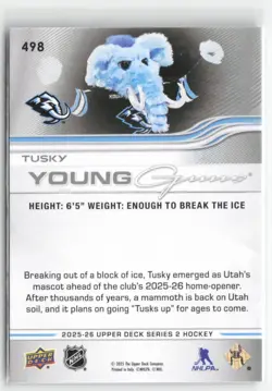 2025-26 Upper Deck Series 2 - Young Guns Utah Mammoth Tusky #498 (RC) - Image 2