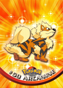 ARCANINE #59 - BLUE Logo - NON-HOLO - SERIES 1 - TOPPS Pokemon Card - LP/MP - Image 1