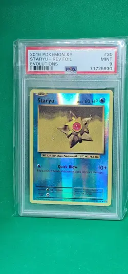 2016 Pokemon XY Staryu Reverse Foil Evolutions #30 PSA 9 MINT - Image 1