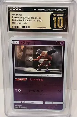 Mr. Mime #015 Reverse CGC Pristine 10 Holo Detective Pikachu Japanese Pokemon - Image 1