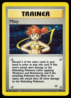 Misty 18/132 Unlimited Holo Rare Gym Heroes Pokemon Card - Image 1