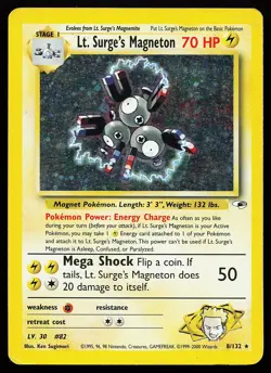 Lt. Surge's Magneton 8/132 Unlimited Holo Rare Gym Heroes Pokemon Card - Image 1