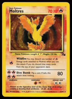 Moltres 12/62 Unlimited Holo Rare Fossil Pokemon Card - Image 1