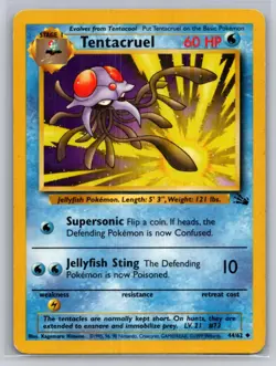 Tentacruel 44/62 Uncommon Fossil Pokemon Unlimited Heavily Played - Image 1