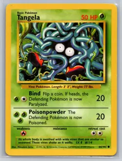 Tangela 66/102 Common Base Set Unlimited Pokemon Lightly Played - Image 1
