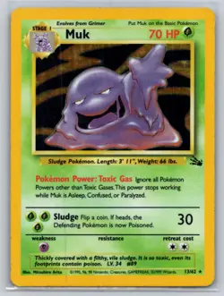 Muk 13/62 Holo Rare Fossil Pokemon Unlimited Holo Moderately Played - Image 1