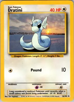 Dratini 26/102 Uncommon Base Set Unlimited Pokemon Lightly Played - Image 1