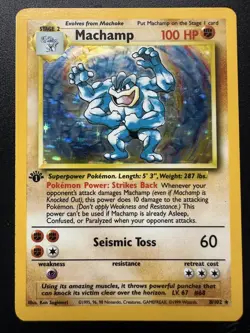 Pokemon TCG First Edition Machamp 8/102 1st Edition Base Set Holo - Image 1