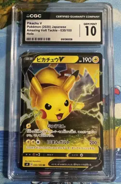 CGC 10 Pikachu V 030/100 Amazing Volt Tackle s4 Pokemon Card - Image 1