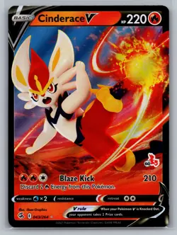 Cinderace V (43) SWSH08: Fusion Strike #043/264 Ultra Rare,Holo Pokemon Card - Image 1