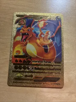 Charizard V Evolution Gold Foil POKEMON Interlaced Flames Fan Art - Image 1
