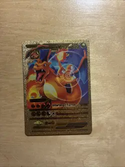 Charizard V Evolution Gold Foil POKEMON Interlaced Flames Fan Art - Image 3