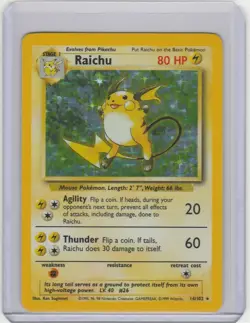 Pokemon TCG Base Set #014/102 Raichu Holo Foil LP - Image 1