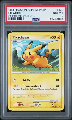 2009 Pokemon Platinum Supreme Victors #120 Pikachu Supreme Victors PSA 8 - Image 1