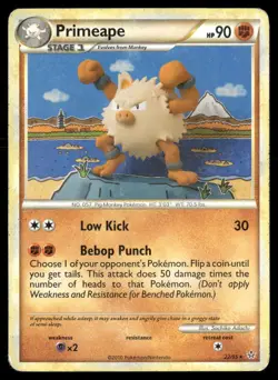 Primeape 22/95 Rare HGSS Unleashed Pokemon Damaged - Image 1
